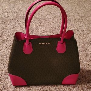 Michael Kors Hot Pink and Brown Purse